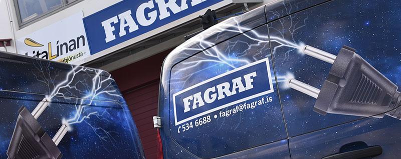 Þjónustubílar Fagrafs fyrir utan Funahöfða 3